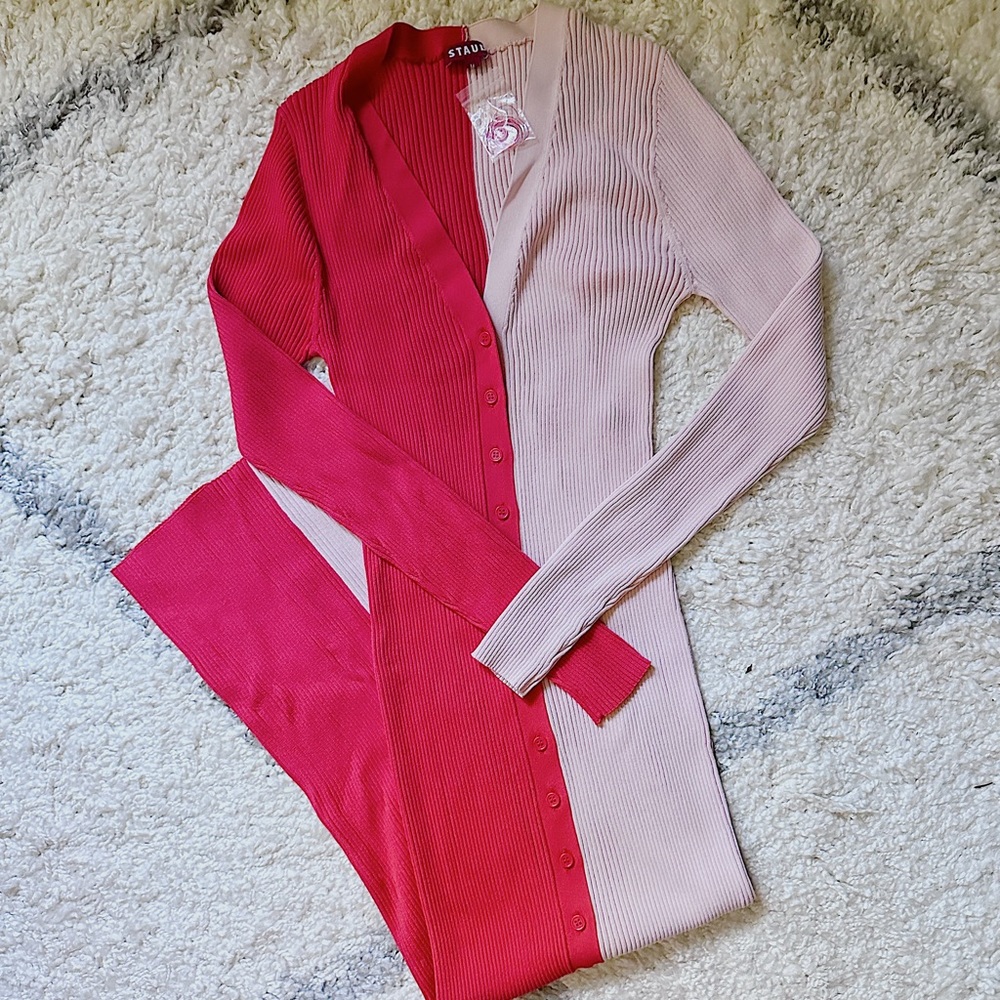 NWOT Staud Shoko Dress Pink and Orange RARE